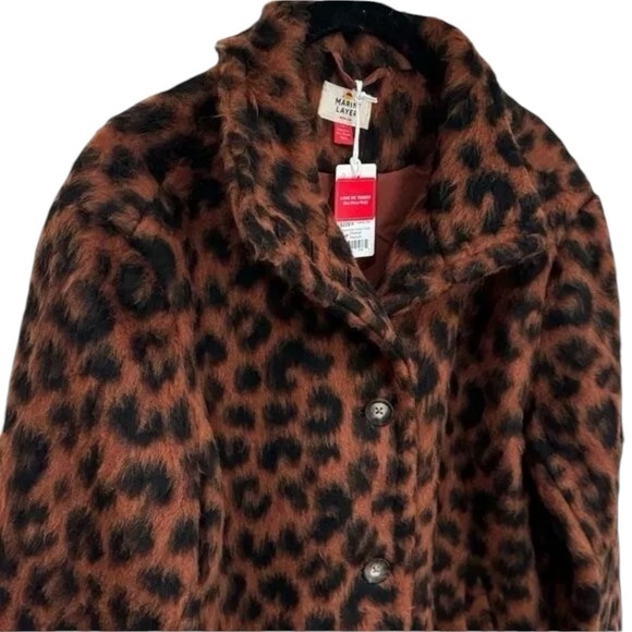 MARINE LAYER Stephanie Cocoon Coat in Cheetah Size XS - Picture 5 of 9